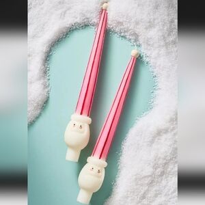 Anthropologie Santa Taper Candles -set of 2 - pink & red